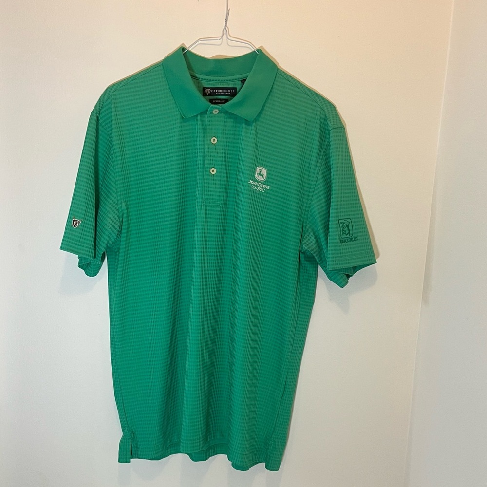 Oxford Green Polo Shirt with Classic Collar and John Deer Classic Logo